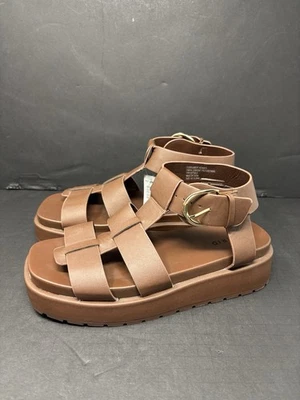 Torrid Gladiator Dark Brown Chunky Faux Leather Platform Sandals Womens Sz 10.5 - Image 1 of 4