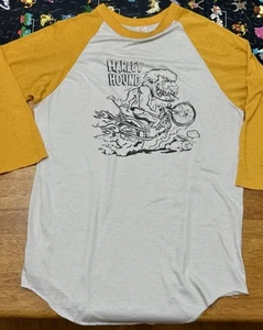 Vintage 70s Harley Davidson Harley Hound Rat Fink Style Raglan Shirt Large - Picture 1 of 7