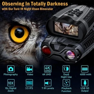 Night Vision Zoom Binoculars HD Portable Hunting Telescope Optics Hiking Outdoor - Picture 1 of 50
