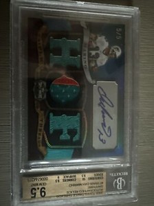 2009 Topps triple threads autographed relics sapphire Dan Marino Beckett 9.5 5/5