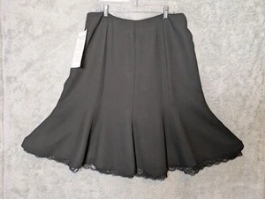 Schwarz ausgestellter Midirock mit Spitze Größe 16 neu mit Etikett Volant Bleistift dunkel Academia Corpcore - Bild 1 von 6
