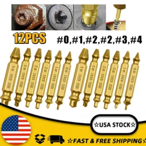 12PK Damaged Screw Extractor, Stripped Screw Broken Drill Remover Tool Kit US - Picture 1 of 9