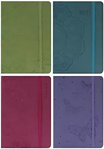 NOTEBOOK PREMIUM SOFT TOUCH A5 PATTERNED COLOUR ELASTIC RIBBON HARDBACK COVER - Picture 1 of 1