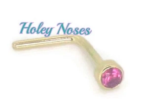 18ct Yellow Gold 2mm created Ruby Nose Stud Ring Pin Bezel set body jewellery - Bild 1 von 6