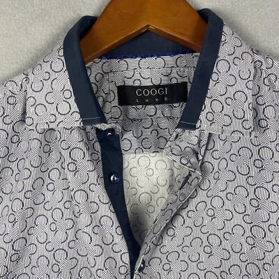 Camisa masculina Coogi Luxe geométrica média AOP bordada gola espalhada clubbing - Imagem 1 de 4