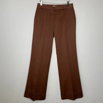 Pantalones Trina Turk pierna ancha con puños dobladillo mujer talla 6 alto marrón algodón Foto 1 de 4