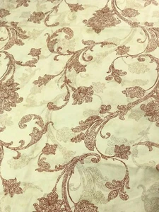 Vintage 1 1/3  yard 54" wide Waverly Fabric Cream with Burgundy Flowers - Picture 1 of 3