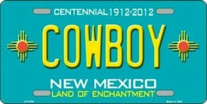 Cowboy Teal New Mexico State Background Novelty License Plate - Picture 1 of 1