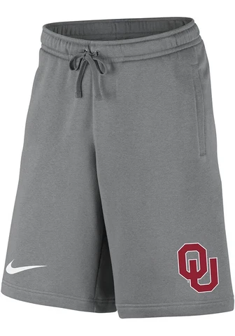 NIKE OKLAHOMA SOONERS MENS GREY CLUB FLEECE 11" SHORTS Medium Cover