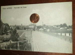 antike Postkarte Landschaft Italien Lomb Mailand Trezzo Adda Brücke Dampfstraßenbahn - Bild 1 von 2