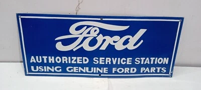 Ford Authorized Service Station Porcelain Enamel Sign  24 x 10 Inches 1 Side - Image 1 of 4