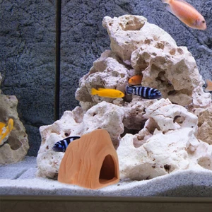 2 Pcs Fish and Shrimp Hideout House Aquarium Supplies Aesthetic Tank Decor - Picture 1 of 12