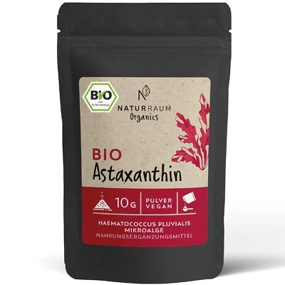 NATURRAUM Bio Astaxanthin Pulver 5% ⭐ 10 g ⭐ VAKUUMIERT⭐HOCHDOSIERT⭐ für 4,8,12mg💚VEGAN