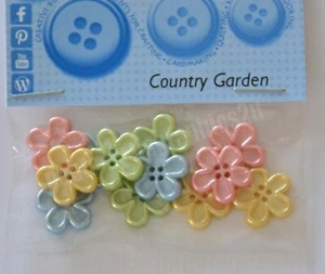 Country Garden / 12 Sew Thru Flower Shape Craft Buttons / Dress It Up - Picture 1 of 2