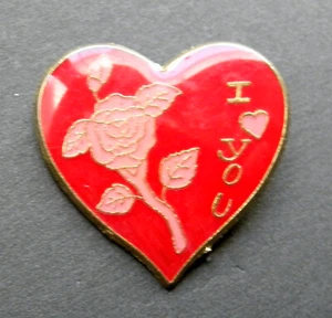 INSIGNIA DE PIN DE SOLAPA I LOVE YOU VALENTINES CORAZÓN ROSA CORAZÓN 1 PULGADA - Imagen 1 de 1
