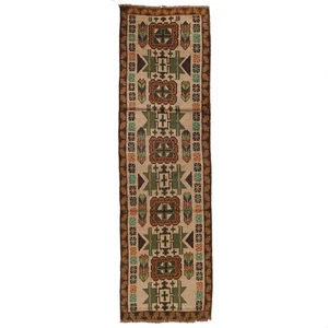 Hand-Knotted Afghan Wool Hallway Runner Area Rug 2ft 6in x 9ft 5in - B19304 - Picture 1 of 6