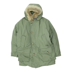 Abrigo Parka Verde Woolrich | Prendas exteriores acolchadas con capucha de piel vintage para hombre al aire libre - Imagen 1 de 3