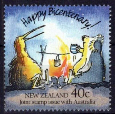 New Zealand 907 MNH Caricature Drawing Birds & Wildlife ZAYIX NZES0008M - Image 1 of 3