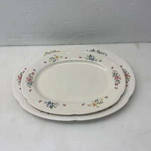 Pfaltzgraff TEA ROSE OVAL PLATTER Set Of 2 Meadow Lane Pattern - Picture 1 of 5