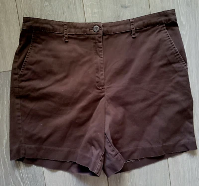 Pantalones cortos chinos Kim Rogers tiro alto para mujer 16 marrón liso frente plano 35 x 6 Foto 1 de 4