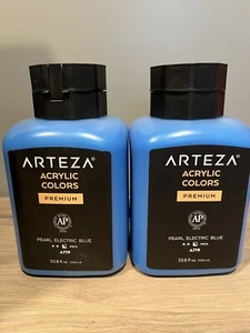 Arteza Acrylic Paint A719 Pearl Electric Blue 33.8 fl oz 500ml Opaque- Lot of 2 - Picture 1 of 5