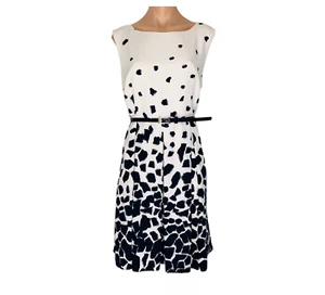 Trent Nathan Dress Size AU 16 / US 12 A-Line Midi Sleeveless Belt Navy White - Picture 1 of 16