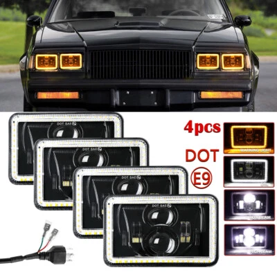 4PCS 4x6" LED Headlights Hi/Lo For Chevrolet Monte Carlo SS 1980-1988 El Camino - Image 1 of 4