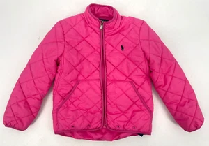 Polo Ralph Lauren girls size 4 Hot Pink Quilted Full Zip Coat pockets jacket - Picture 1 of 14