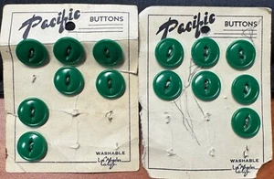Vintage Pacific Green Washable Buttons On Cards 3/4 Inch Los Angeles Calif - Picture 1 of 3