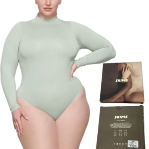 SKIMS Essential Mock Neck Long Sleeve Bodysuit Agave Green 4X/5X - Picture 1 of 13
