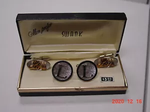 Vintage SWANK Silber/Gold Manschettenknöpfe Set Modisch Neu in Geschenkbox " LOU " - Bild 1 von 5