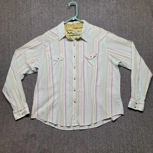 Twenty X Shirt Womens XL Pearl Snap Western Blue Green Pink Stripe Cowgirl Rodeo - Picture 1 of 10