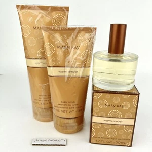 3pc Mary Kay WARM AMBER 1.7oz Perfume Sugar Scrub & Shower Gel Set NEW In Box - Picture 1 of 12