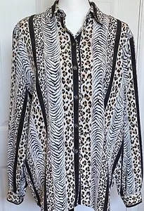 ALLISON DALEY II ANIMAL PRINT BUTTON UP BLOUSE / TOP L/S SZ 16W - Picture 1 of 5