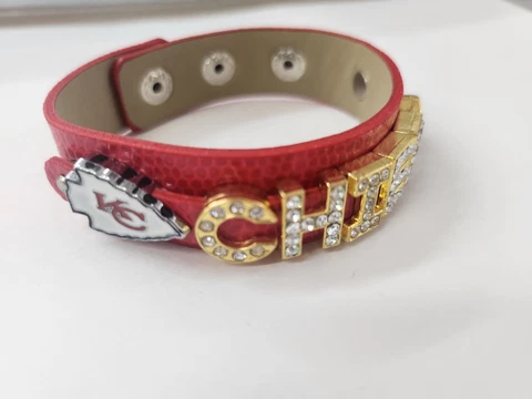 Kansas City Chiefs Rhinestone Football Bracelet / Chiefs Fan / NFL Fan Cover