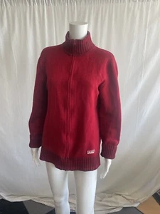 LEVI’S 100 % Wool Red Tag Vintage 90s Red Cardigan Warm Sweater M Size - Picture 1 of 6