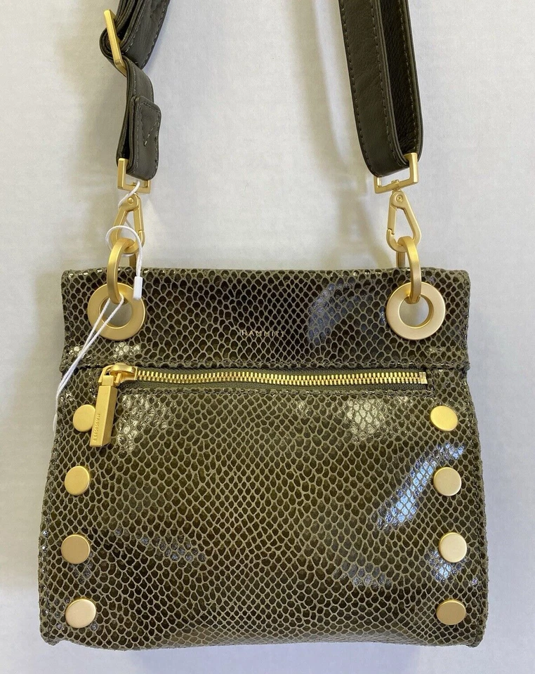 Hammitt Small Tony Green Snake/ Gold Crossbody Shoulder Bag Purse