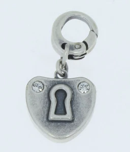 Charm Charms Anhänger von Fossil Herz mit Schlüsselloch 1 Farbe silber Edelstahl - Bild 1 von 2