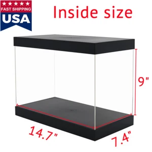 US Large Acrylic Plastic 15" 38cm Display Case Perspex Box Dustproof Protection - Picture 1 of 12