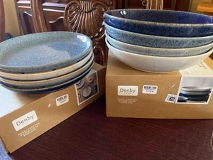Juego de 4 platos cupé medianos Denby Studio azul, 4 piezas, variado, $160, nuevo en caja - Imagen 1 de 19