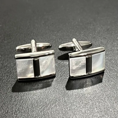 Gemelos rectangulares madreperla hombres cumpleaños día del padre regalo caja Foto 1 de 4