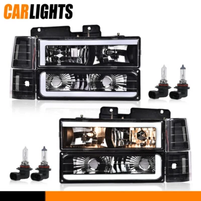 Fit For 1994-98 GMC C10 C/K C1500 2500 3500 Pair LED DRL Headlight Bumper Lamp Foto 1 de 4