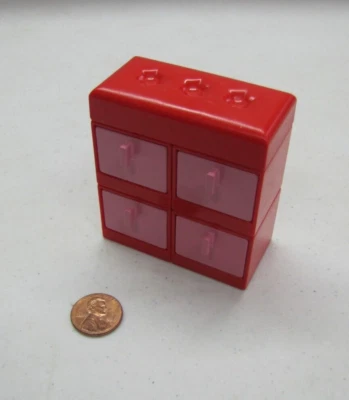 Lego Duplo Red Cabinet W/ 4 Pink Drawers Dresser For Room Vintage House - Image 1 of 3