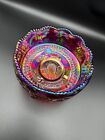  Fenton Red Carnival Glass 1984  HOACGA Butterfly & Berry Good Luck Bowl MUSTSEE