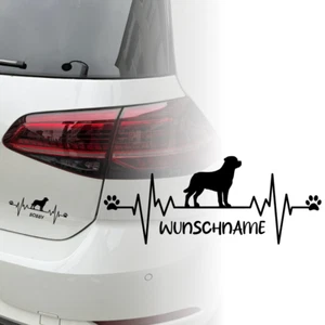 Auto Aufkleber | Rottweiler | Hund | Farben Wunschname Herzschlag | Sticker 180 - Bild 1 von 3