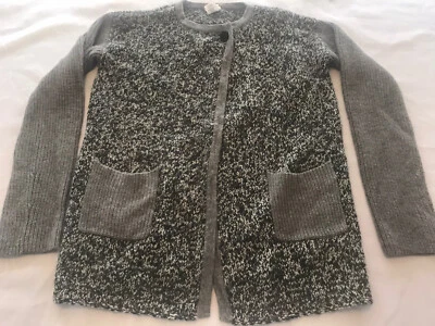 Cárdigan Crewcuts Gris Crema Mezcla Lana Alpaca Frente Abierto Botón Único Niñas 12 Foto 1 de 4