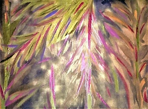 PAINTING, 'IN A GOLDEN FOREST#2',ACRYLIC,24K GOLD PAINT,CARDBOARD,FREE SHIPPING! - Picture 1 of 3