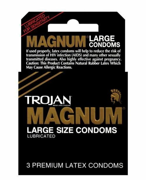 Trojan Magnum Premium Lubricated Condom, Large - 3 Count