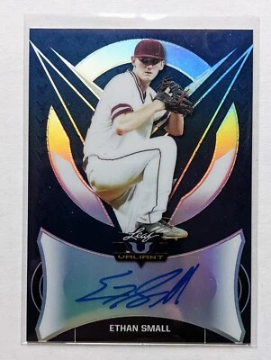 2019 Leaf Valiant Ethan Small Blue Prismatic Auto /25 #BA-ES1 Giants - Image 1 of 2