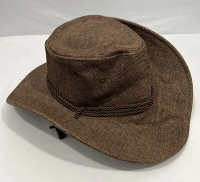 Australian Styled Woven Brown Hat with Adjustable Drawstring Cord Size Med New - Image 1 of 4